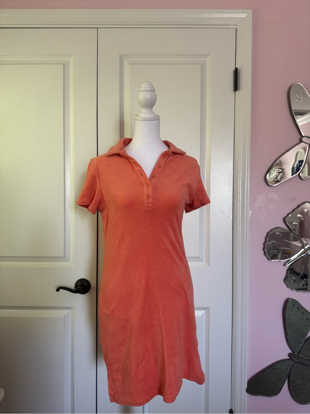 American Eagle Outfitters Coral Polo Shirt Dress